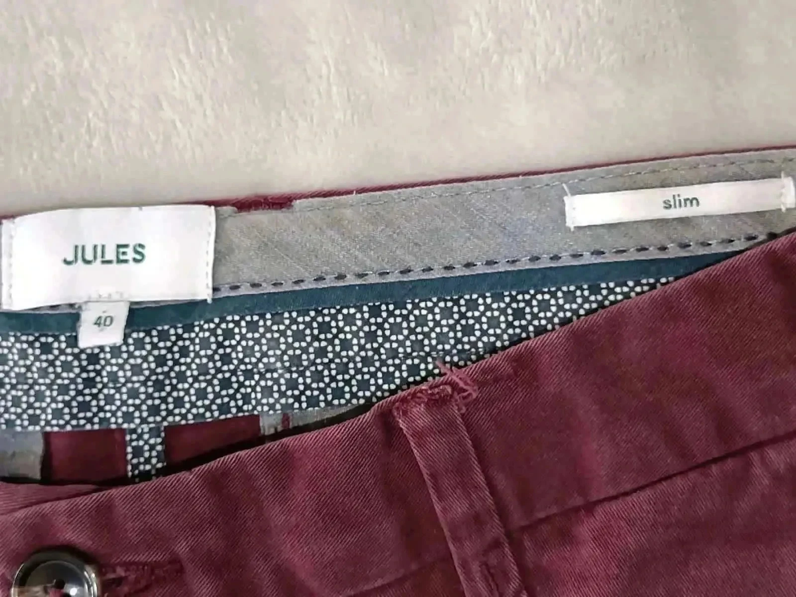 Pantalón chino Jules slim burdeos Talla 40 – photo 6